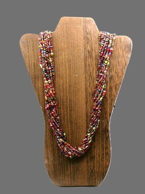Vintage Joan Rivers Multi Strand Czech Glass Beaded Necklace, Long Torsade Style